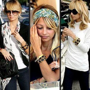 CC Skye Double Wrap Leather Bracelet in Black and Gold